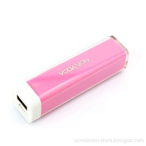 Colorful 2600mAh portable lipstick-shaped power bank for mobile phone